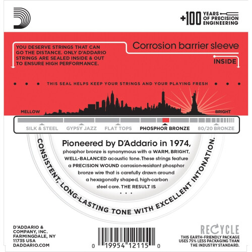 D'Addario EJ17 Phosphor Bronze Medium  (.013-.056) Acoustic Guitar Strings 1