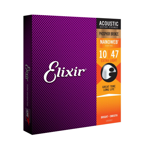 Elixir 92/8 Phosphor Bronze Acoustic Sets Ultra-Thin Nanoweb Coating - Extra Light (0.010 - 0.047) 2