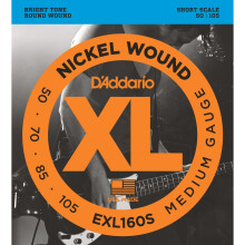 D'Addario EXL160S XL Nickel Wound Medium (.050-.105) Short Scale Electric Bass Guitar Strings