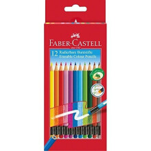 Faber-Castell - 12 värikynän setti, jossa on integroitu pyyhekumi