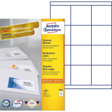 Avery Zweckform 3661 Universal Labels 100 Sheets / 1,200 Labels 70 x 67.7 mm White