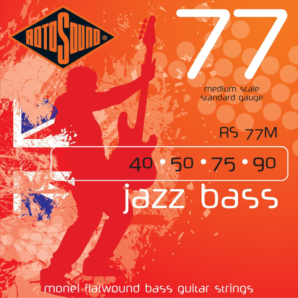 Rotosound Monel Medium Gauge Flatwound Bass Strings Medium Scale (40 50 75 90)