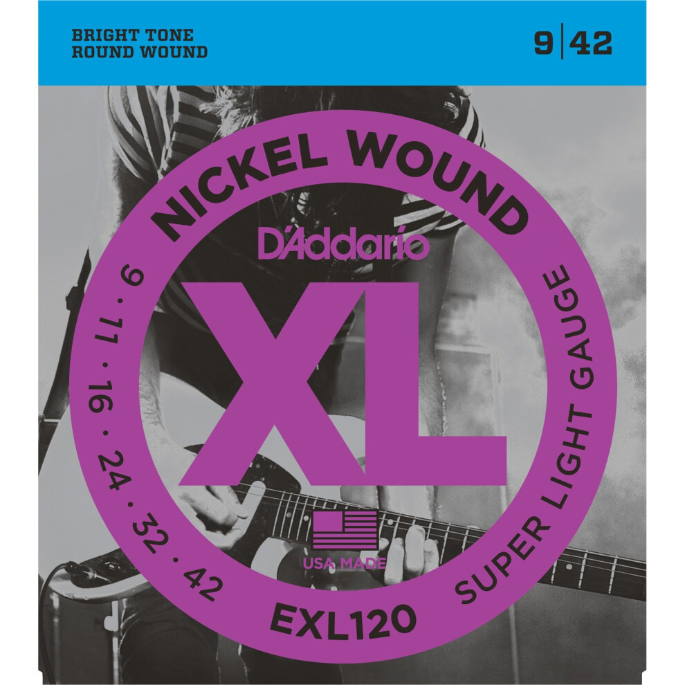 D'Addario EXL120 XL Nickel Wound Super Light (.009-.042) Electric Guitar Strings