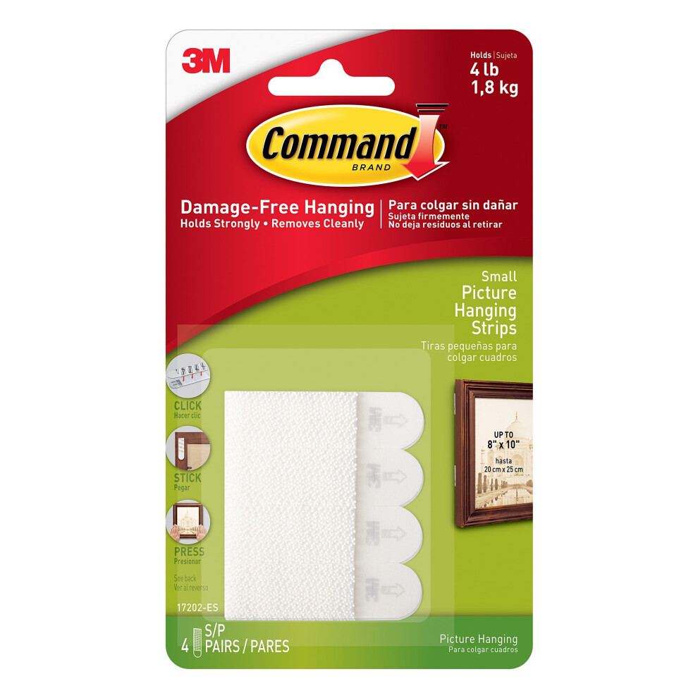 Command Small Picture Hanging Strips, 4 pairs - white