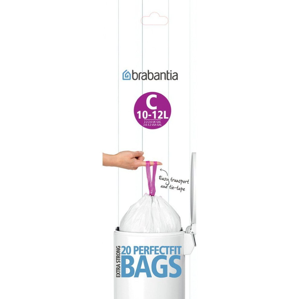 Brabantia Bin Liners, Size C, 10-12 L - 20 Bags