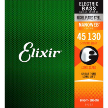 Elixir Bass Guitar Sets Ultra-Thin Nanoweb Coating Long Scale, 5 String - Medium (0.045-0.130)