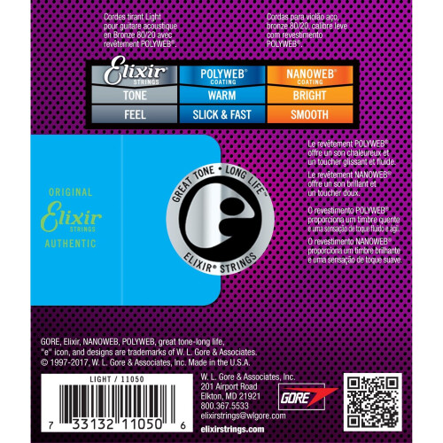 Elixir 80/20 Bronze Acoustic Sets Original Polyweb Coating - Light (0.012-0.053) 1