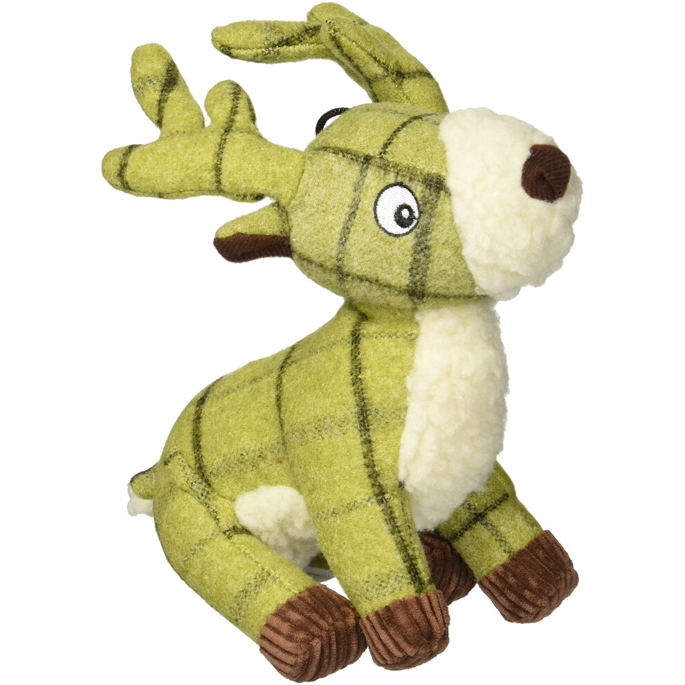 House of Paws Tweed Plush Stag Dog Toy, Green