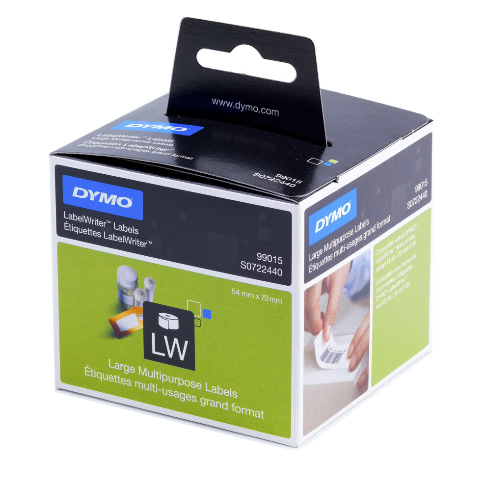 Dymo S0722440 LabelWriter Large Multipurpose Labels, 54 x 70 mm, Roll of 320 - Black Print on White