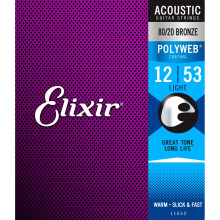 Elixir 80/20 Bronze Acoustic Sets Original Polyweb Coating - Light (0.012-0.053)