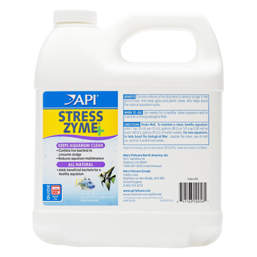 API Stress Zyme Freshwater And Saltwater Aquarium Cleaning Solution Bottle, 1.9 Litre, White