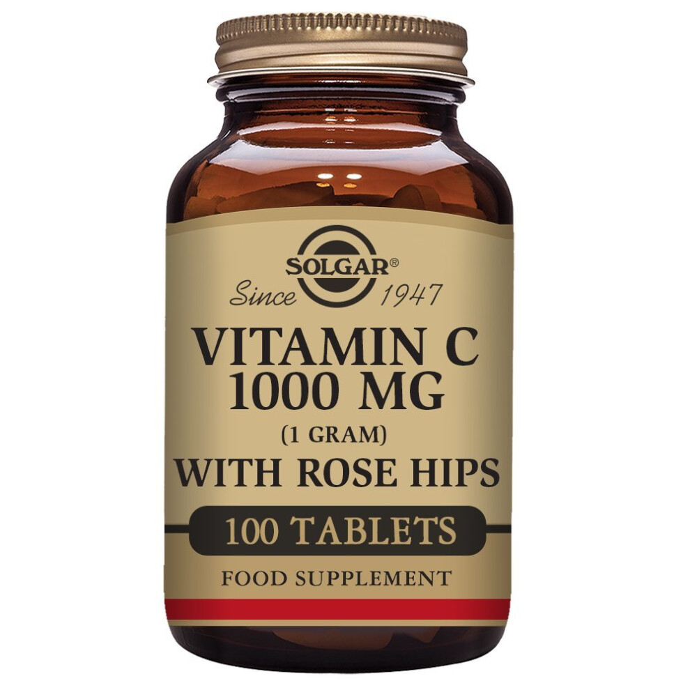 Solgar  Vitamin C 1000 mg with Rose Hips Tablets - Pack of 100