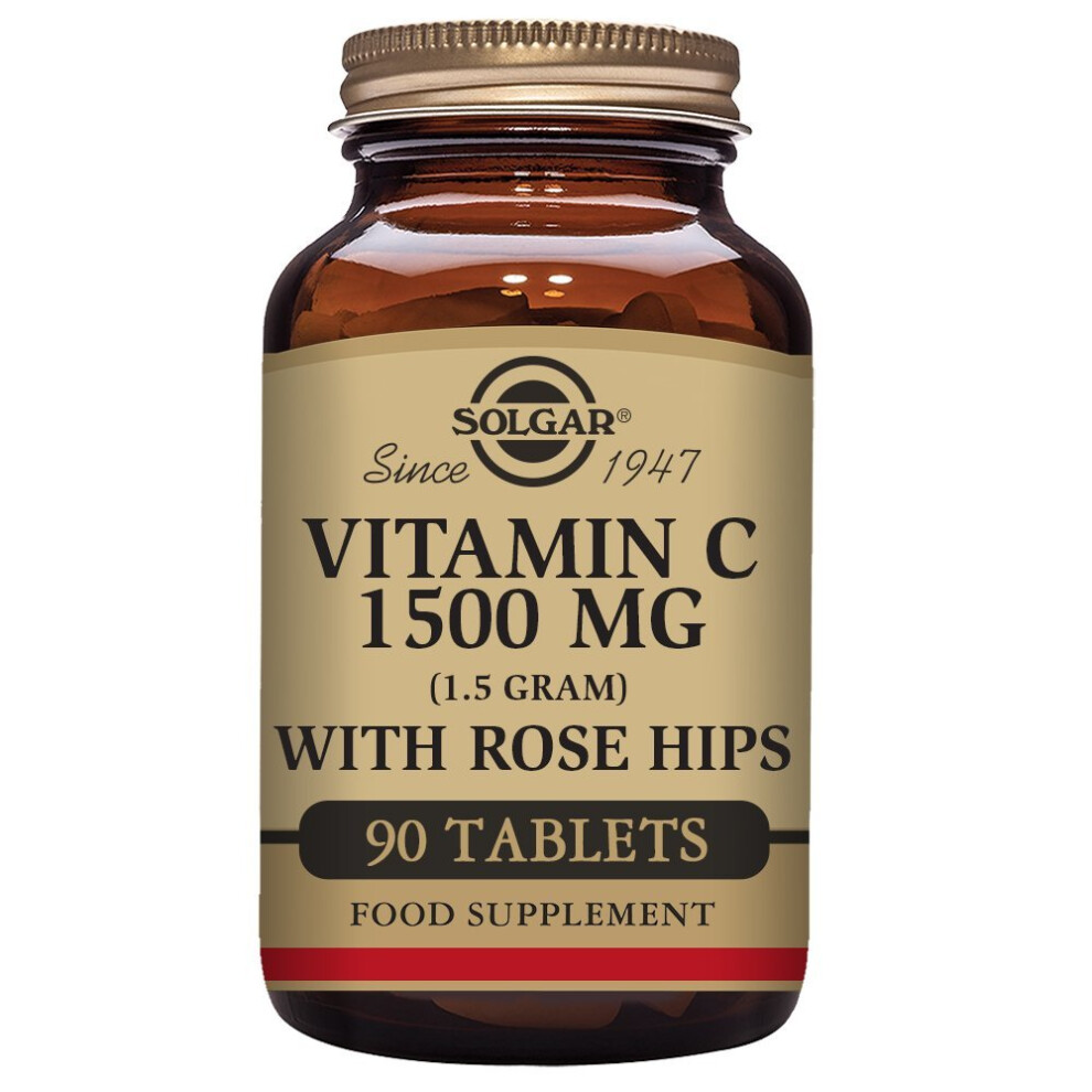 Solgar Vitamin C 1500 mg (1.5 grams) with Rose Hips Tablets - Pack of 90