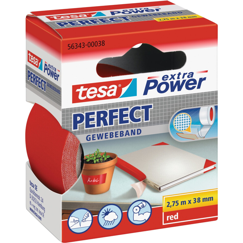 Tesa Uk Extra Power Multi-Purpose Cloth Tape 2.75 M X 38 Mm - Red 4042448032508