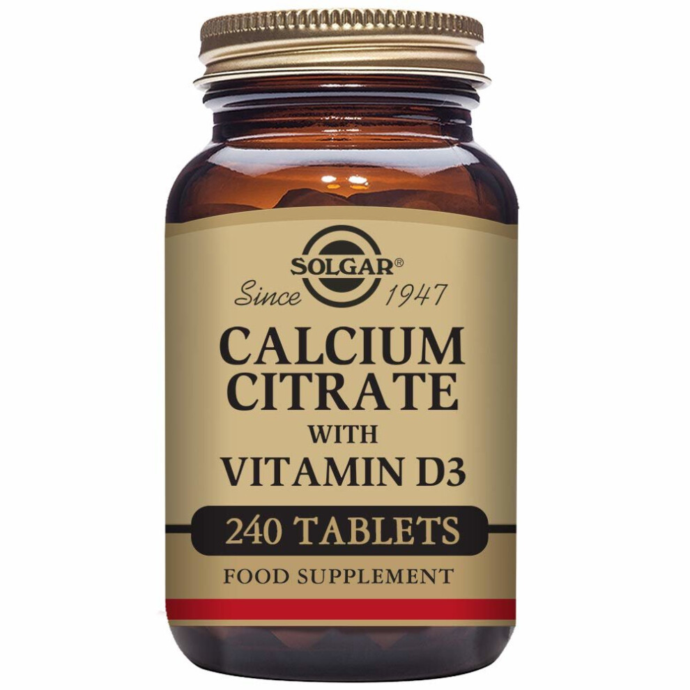Solgar Calcium Citrate with Vitamin D3 Tablets - Pack of 240