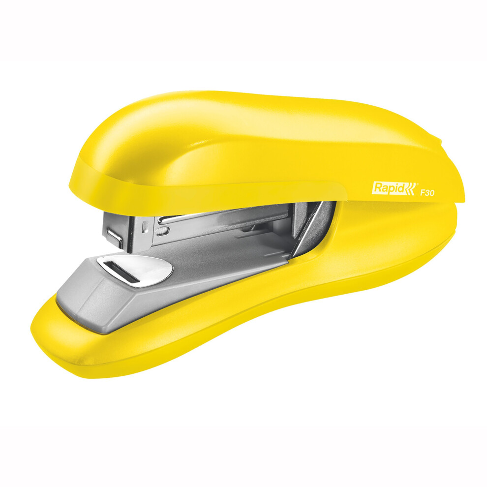 Rapid Stapler, 30 sheet capacity, Flat Clinch, Yellow, Ergonomic metal body, F30, 5000357