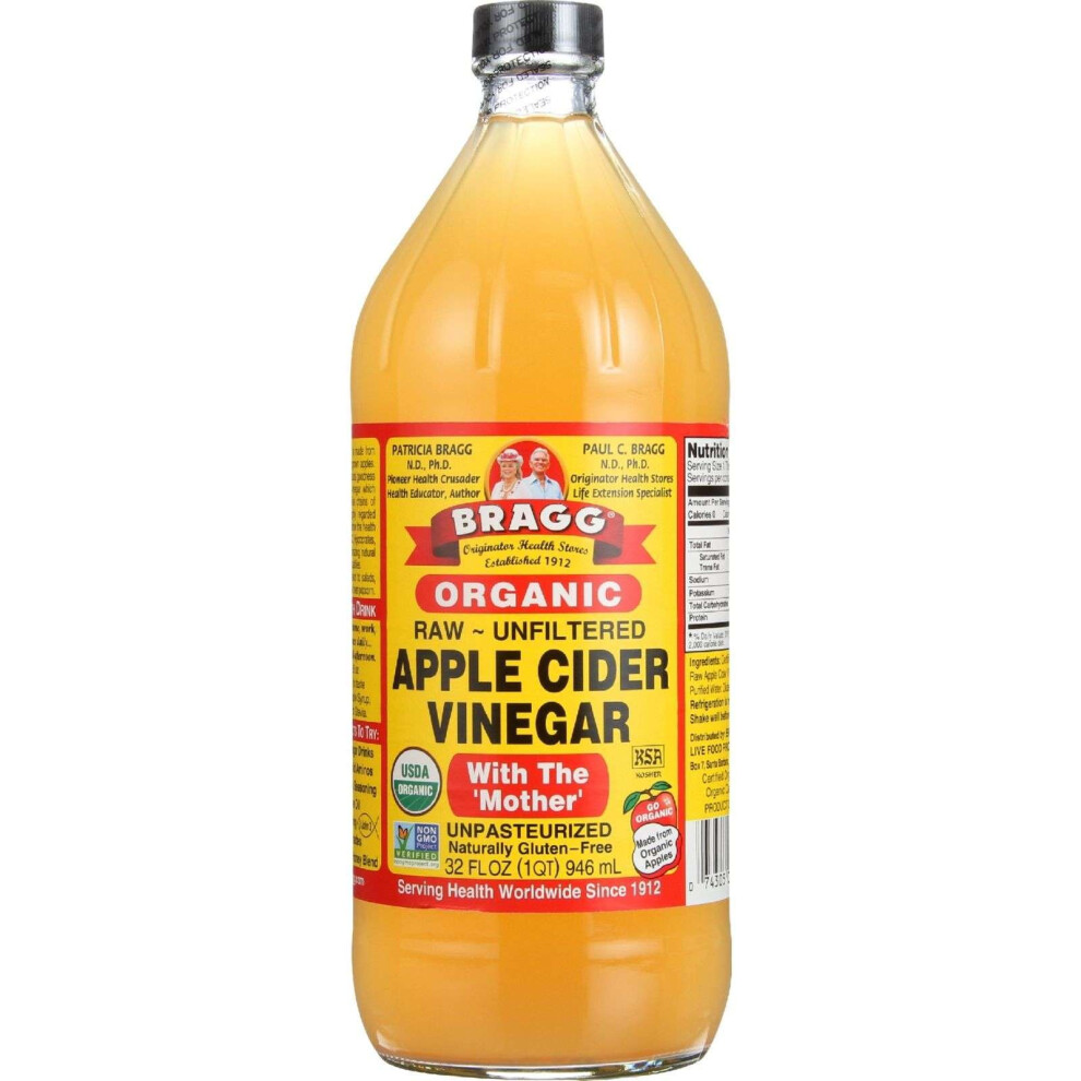 Braggs Vinegar Apple Cider, Organic, 32 oz.