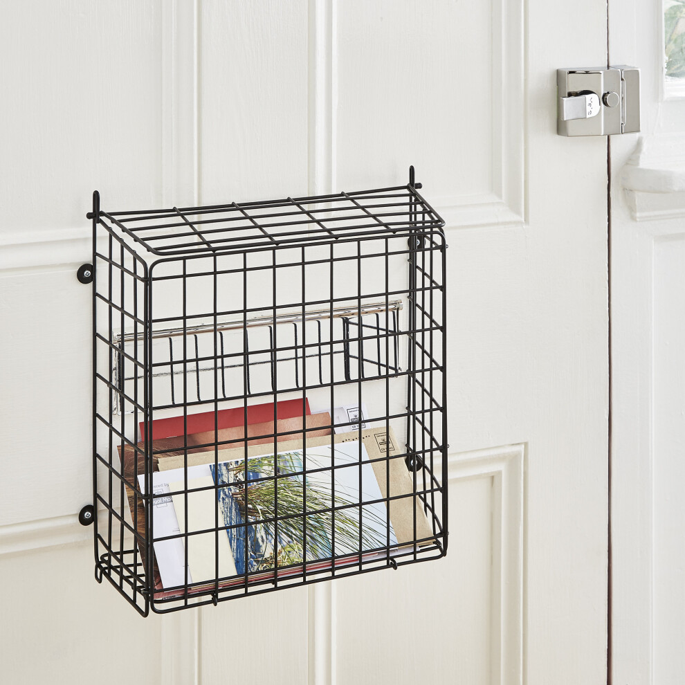 Black Letter Box Catcher Basket With Lift Up Lid