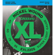 D'Addario EXL220S XL Nickel Wound Super Light (.040-.095) Short Scale Electric Bass Guitar Strings