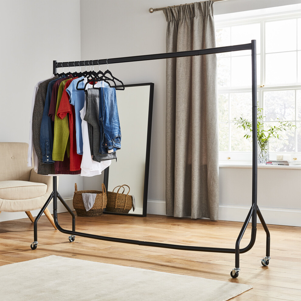 RBW2581/KD 6ft x 5ft Heavy-Duty Black Clothes Rail - Easy Assembly, Lightweight Yet Sturdy, Pop-in Clip Frame
