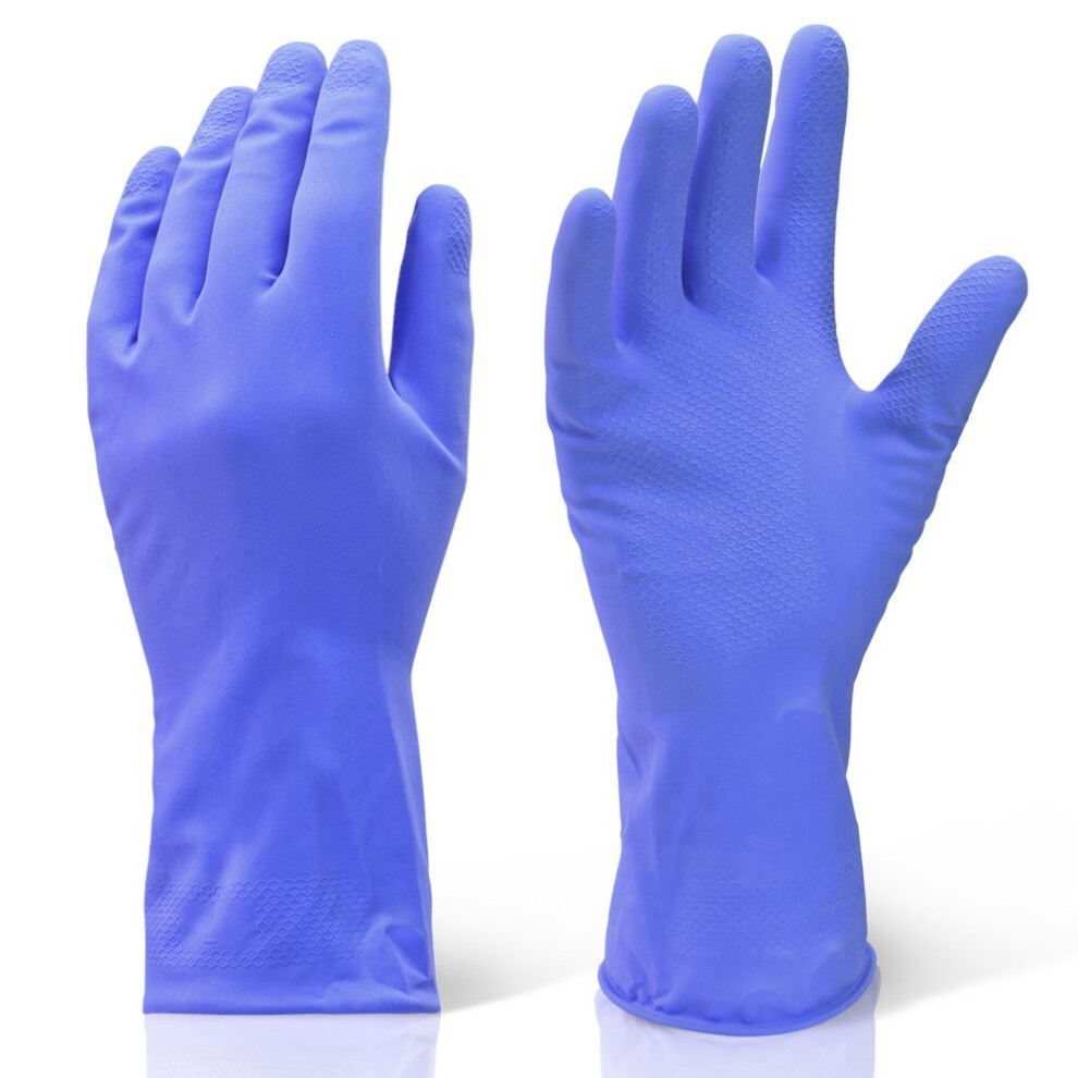 X2 Pairs of THE CHEMICAL HUT® Extra Large Blue Industrial Cleaning & Washing Up Rubber Gloves - XL.