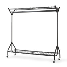 5 x 5ft Black Heavy-Duty Hanging Clothes Rail With Shoe Rack