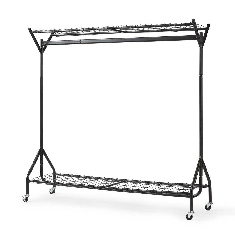 5 x 5ft Black Heavy-Duty Hanging Clothes Rail With Shoe Rack