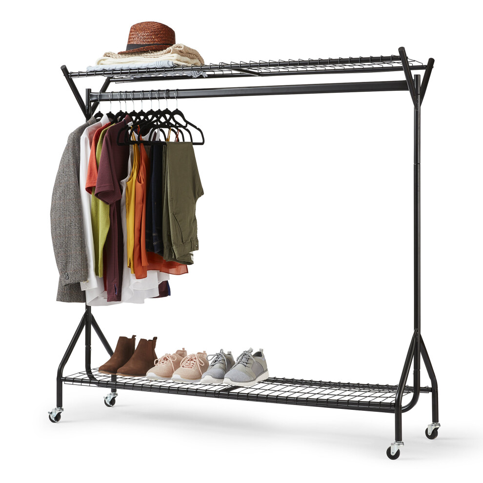 5 x 5ft Black Heavy Duty Hanging Clothes Rail With Shoe Rack on OnBuy