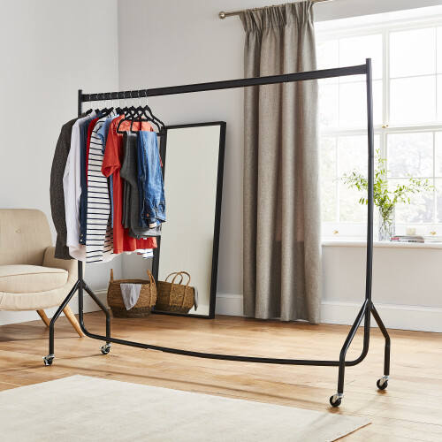 Direct Online Houseware Extra Heavy Duty 6ft Long x 5ft Tall Clothes Rail In Black