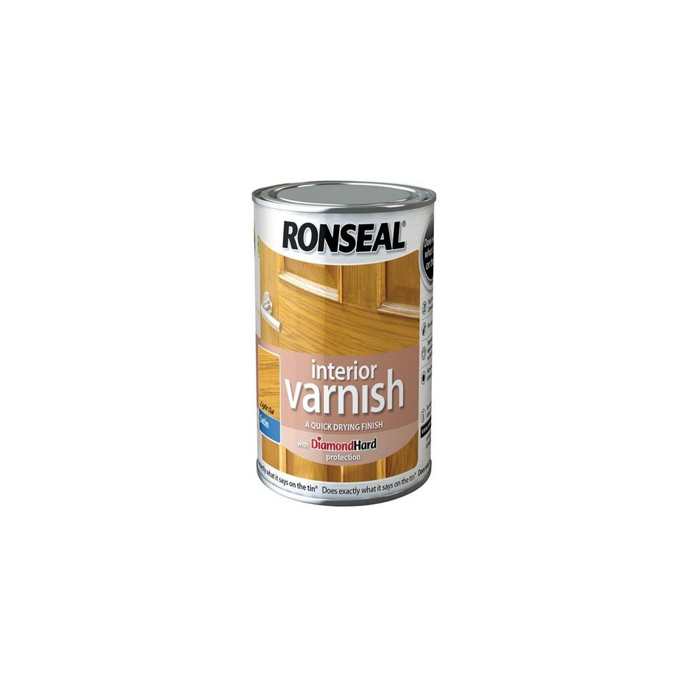 Ronseal RSLIVSLO250 250ml Quick Dry Satin Interior Varnish - Light Oak