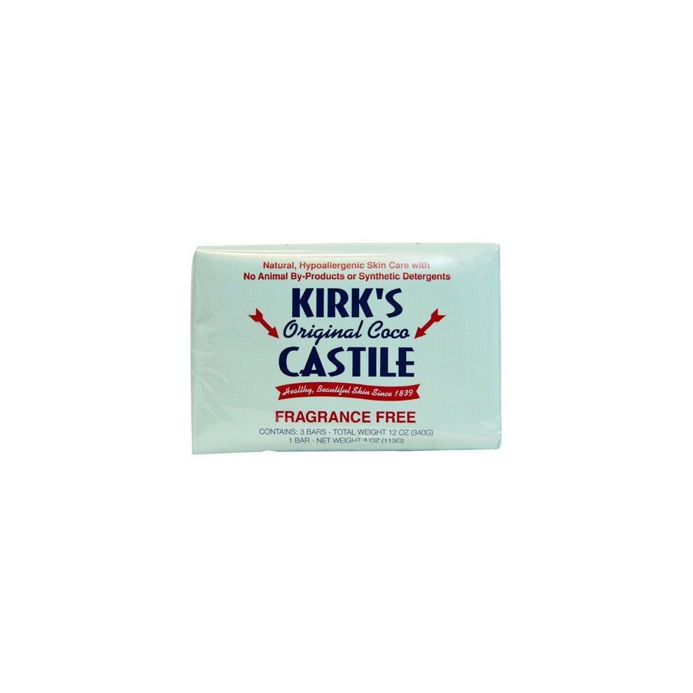 Kirk's Coco Castile Bar Soap, No Fragrance, 4 Ounce