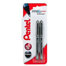 Pentel EnerGel Plus, 0.7mm tip, black ink, 1 blister card with 2 pens