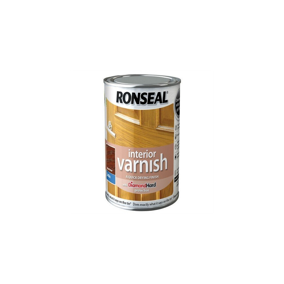 Ronseal 750ml Quick Dry Satin Interior Varnish - Dark Oak