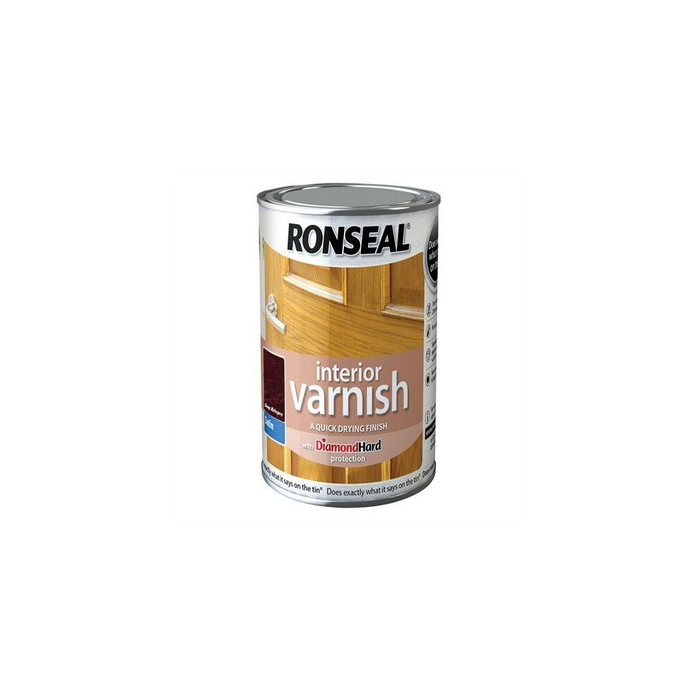 Ronseal RSLIVSDM250 250ml Quick Dry Satin Interior Varnish - Deep Mahogany