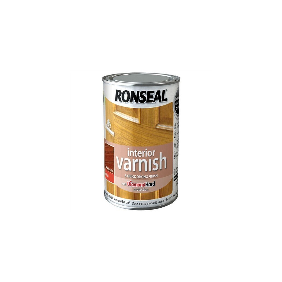 Ronseal 750ml Quick Dry Gloss Interior Varnish - Medium Oak