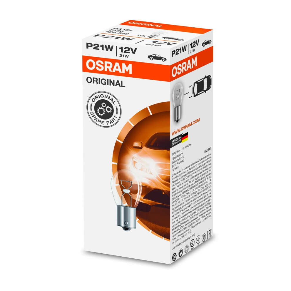 Osram 7506 Original Lamps with Metal Bases, 12 V, 21 W, Set of 10