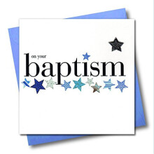 Claire Giles HNS119 Hearts and Stars Baptism Card - Blue