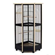 Tall All Metal Corner Aviary Bird Rat Cage - Cream & Black
