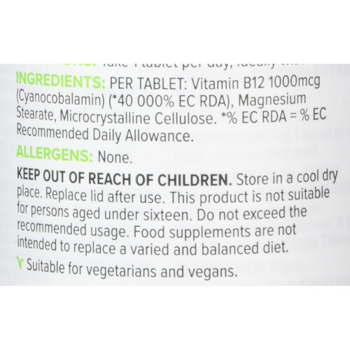 BULK POWDERS Vitamin B12 1000 mcg Tablets - Pack of 60 Tablets 1