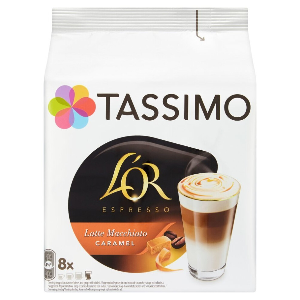 Tassimo L'OR Latte Macchiato Caramel Coffee Pods - Pack of 5 (80 pods, 40 servings) C-4041301