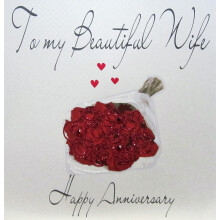 WHITE COTTON CARDS Code XLWB47 To My Beautiful Wife Happy Anniversary Handmade Large Anniversary Card Roses, Red