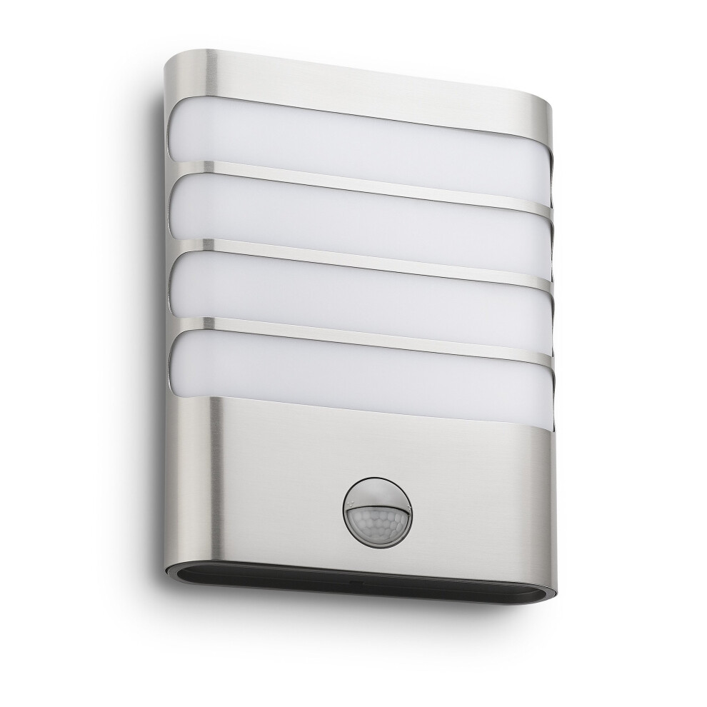 Philips myGarden Raccoon LED Wall Light with Motion Sensor, 3.5 W Integrated LED - Inox