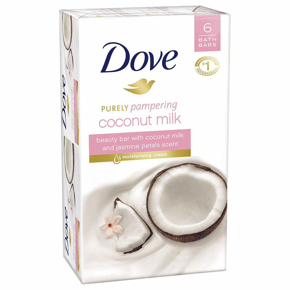 Dove, Purely Pampering Beauty Bar, Coconut Milk & Jasmine Petals, 6 Bars