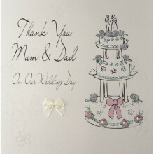 WHITE COTTON CARDS XLWB201 Thank You Mum and Dad On Our Wedding Day Large Handmade Wedding Thank You Card, White