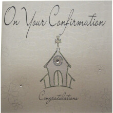 white cotton cards WB105 1-Piece on Your Confirmation Congratulations Handmade Card, Silver Church
