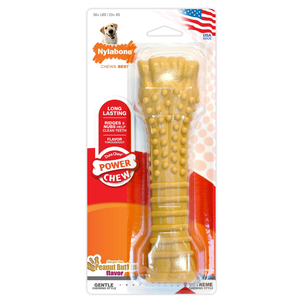 Nylabone Dura Chew Large Dog Chew For Extreme Chewers, Peanut Butter