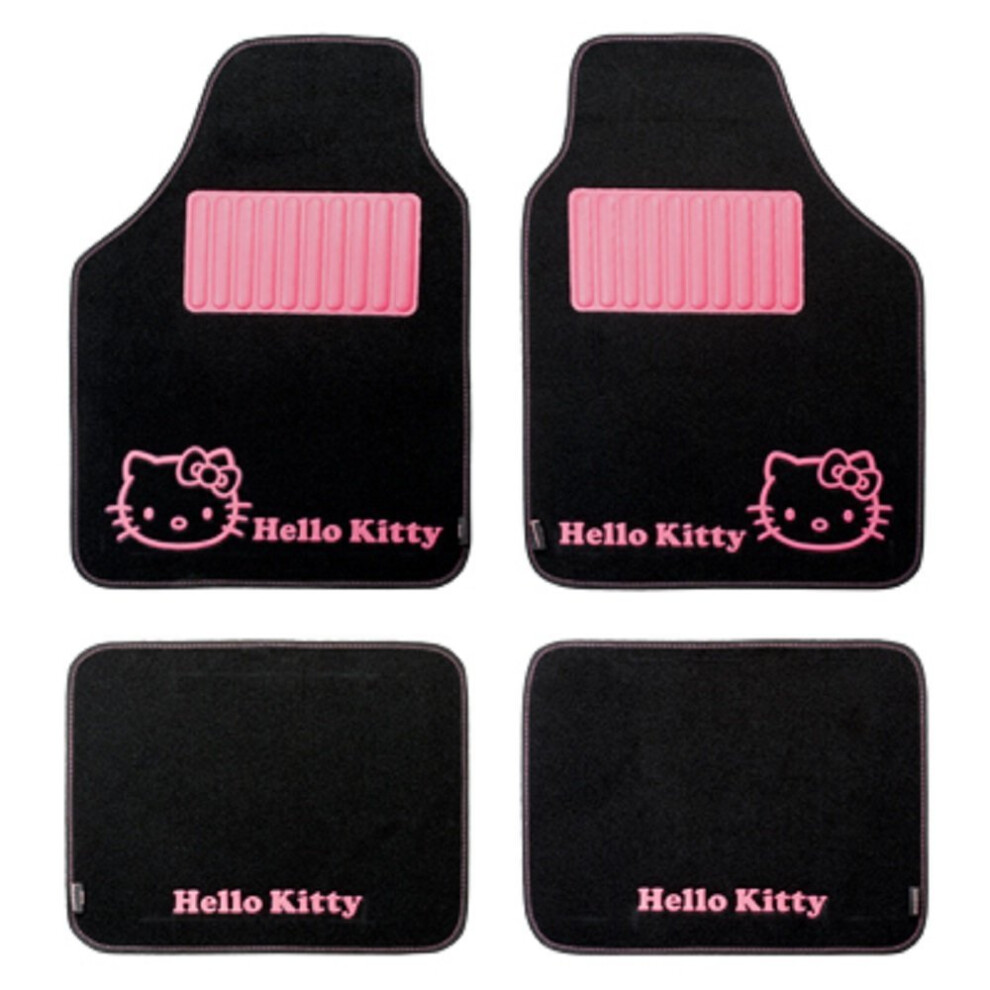 Hello Kitty KIT3013 - Set of 4 universal carpet mats, colour Black