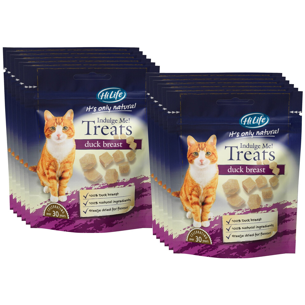 HiLife It's Only Natural Indulge Me Cat Treats 100% Duck Breast '12 x Bags'