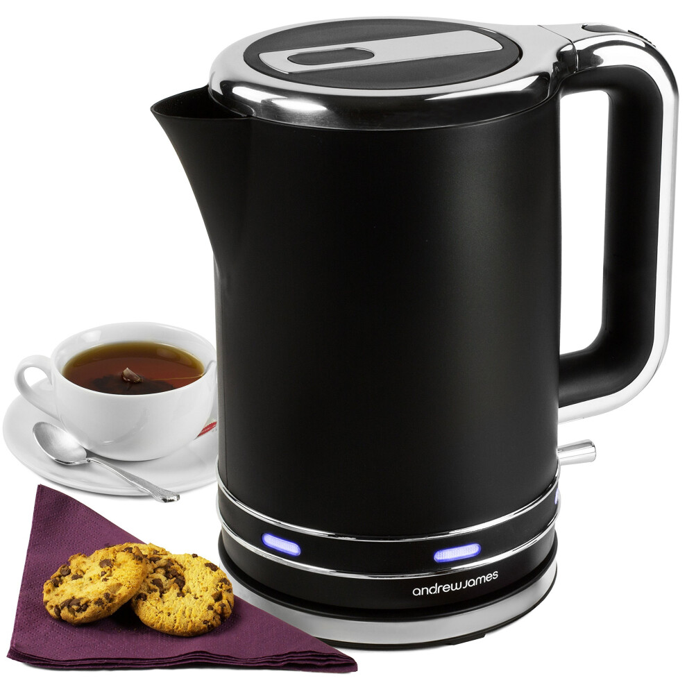 Andrew James Lumiglo Kettle | Matt Black 3000W Cordless Fast Boil 1.7L Jug with Blue LEDs | Reusable Filter & Flip Top Lid | AJ000617