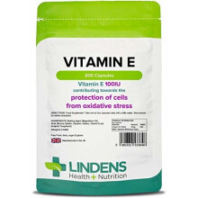 Lindens Vitamin E 100IU Capsules | 200 Pack | Powerful antioxidant contributing Towards The Protection of Cells from oxidative Stress